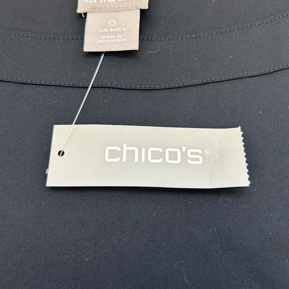CHICO’S / NWT/ 3/4-Sleeve Poplin Black Shirt Dress/ Size - Picture 9 of 12